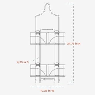 Zenna Home With Baskets That Slide Out to accommodate Hose, Versatile Storage Solution for Your Bath Area. Rust-Resistant Expandable Over-The-Shower Caddy, Bronze