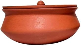 SHRIYAM CRAFTS Clay Curd Pot Dahi Handi/Dal Handi/Mitti Handi with Clay Vegetables Bawl (Curd 800ml with 4 Bawl)