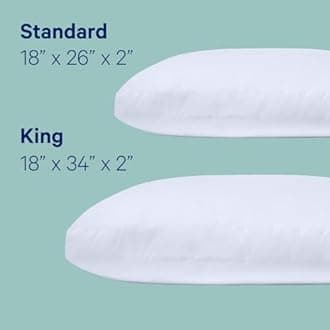 Casper Sleep Essential Pillow for Sleeping, Standard, Two Pack, White 2 Count