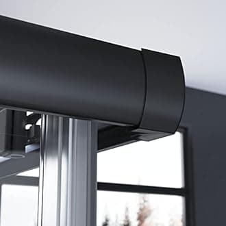 ELEGANT 760 x 760 mm Black Sliding Doors Corner Entry Shower Enclosure 6mm Extra Toughened Safety Glass Screen Cubicles