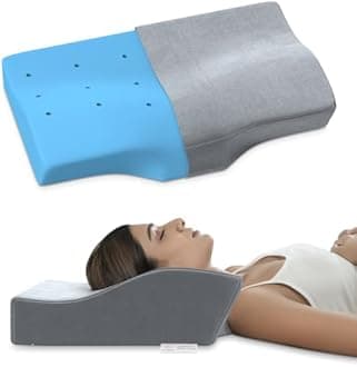 MY ARMOR Cool Gel Cervical Pillow for Neck Pain and Shoulder Pain, Spondylitis Neck, Orthopedic Memory Foam Pillow for Sleeping, Standard Size - 2 & 4 Inch Dual Height, With Washable Grey Velvet Cover