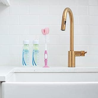 Dr. Brown's Reusable Sponge Baby Cleaning Set with Suction Cup Stand, Scrubber and Nipple Cleaner, 3 Pack, 3-Pack, Pink Bottle Brush, Pack of 3