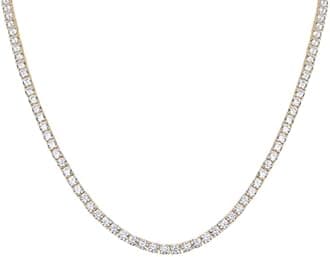 PAVOI 14K Gold Plated 3mm Simulated Diamond Tennis Necklace for Women | Tennis Chain | Chunky Long Gold Necklace for Women| Sizes 15" and 18"