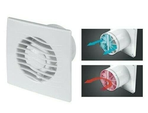 Bathroom Extractor Fan - 100mm - with Non Return Valve / Timer/ Pull Cord/ Humidistat. (Standard), White