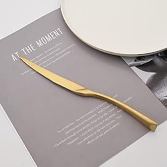 Luxury 18/10 Stainless Steel Matte Champagne gold Cutlery Flatware Set - Utensil Set Steak Spoons and Forks Knife Silverware Set,Service for 4 (24-Piece)