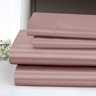 Homiest 4pcs Satin Sheets Set Luxury Silky Satin Bedding Set with Deep Pocket, 1 Fitted Sheet + 1 Flat Sheet + 2 Pillowcases (King Size, Rose Gold)