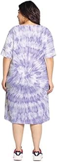 Wear Your Opinion Women's Plus Size Tie-Dye Printed Midi Knee Length Tshirt Dress