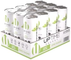 UPTIME - Sweet Melon - Zero Sugar (12 Pack) Premium Energy Drink, 12oz Bottles, Natural Caffeine, Natural Flavors, Sparkling