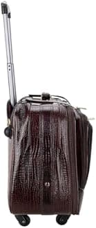 Steve Johnson Pure Leather 20-Inch Cabin Trolley Bag with Laptop Compartment - 4-Wheel Small Trolley Suitcase for Travel - Professional Cabin Luggage (Brown Croco)