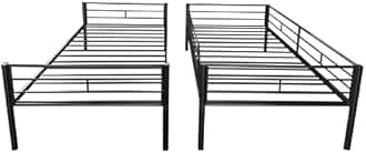 ASKVDL Twin Over Twin Metal Bunk Bed/Convertible Bunkbeds for Kids Teens Adults,Heavy Duty Metal Slats with Safety Guardrails and Ladders,No Spring Box Required,Black