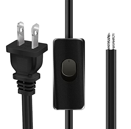 Premium Plug Wire, Lamp Cord with Switch Button, Power Cable,Replace The Light Wire, Polarized Plug, 5.3 Feet,Black