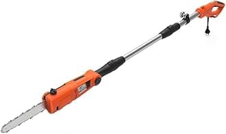 Yard Force Electric Pole Saw YF65PS with 10-inch Oregon Cutting Bar, Powerful 6.5 Amp Motor, Telescoping Pole Cutting Up to 15 ft, Automatic Lubrication