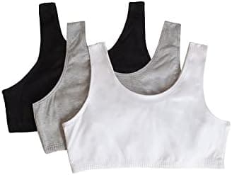 Fruit of the Loom Girl's Cotton Built-up Sport 3 Pack(Pack of 3) Sports Bra