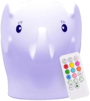 LED Nursery Elephant Night Light for Kids LumiPets Cute Animal Silicone Baby Night Light with Touch Sensor - Portable and Rechargeable Infant or Toddler Color Changing Bright Nightlight & Baby Gifts