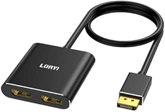 Displayport to Dual DisplayPort Splitter Adapter,4K60Hz MST Displayport hub 1 in 2 Out Display Port for Dual Monitors,DP1.4 Display Port Splitter for Desktop, Laptop,Extend Display