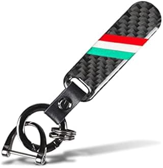 QOMAGO Car 3 color Pattern Flag color Car Keyring Keychain Carbon Fiber Resin Leather Alloy Set Fashion Sports Keychain （Red White Green）, Color-r-w-g, S