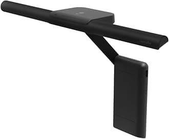 BenQ LaptopBar Laptop Monitor Light (Black), Auto-Dimming, Brightness and Hue Adjustment, Keyboard Light, USB Charged, Space-Saving, Eye-Caring Laptop Light for Travel, Work, Home, Entertainment