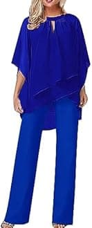 Women's Trouser Suits Elegant Wedding Guest Pants Suit 2 Piece Chiffon Formal Outfit Plus Size Prom Evening Two Piece Trouser Suit Mother of The Bride Pants Suit