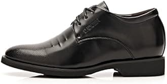 Battle Men Men's Elevator Shoes 2" Taller Lace up Faux Leather Formal Oxford Dress Footwear Removable Invisible Height Increasing Insole Formal Men