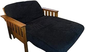 Twin Size 39x75x8 inch 3 Side Zipper Classic Soft Micro Suede Futon Cover Sofa Daybed Mattress Slipcover (Black, Twin Size)