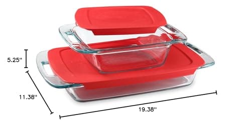 Pyrex (2-Pack) Extra Large Glass Baking Dish Set With Lids and Handles, Oven and Freezer Safe