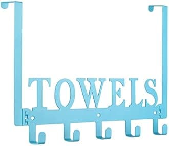 Towel Rack Towel Holder for Bathroom Over The Door Hooks Door Mount Towel Hooks for Bathroom, Door Rack Robe Hooks Towel Hanger for Wall Metal Sandblasted Organizer for Pool Beach Towel (Blue)