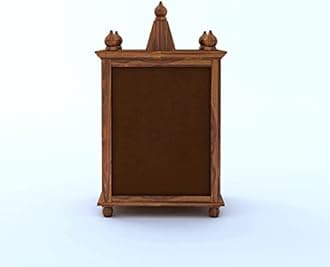 DEMIWALL Solid Wooden Pooja Temple | Puja Mandir with Carving Doors and Drawers for Storage | Pooja Stand | Mandap for Living Room, Pooja ghar | Brown Finish
