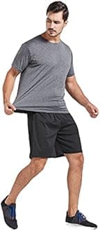 5 Pack Men’s Active Dry Fit Short Sleeve T Shirts Athletic Running Gym Workout Training Shirts for Men, Set 3, Medium