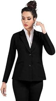 Women's Single Breasted Formal Lightweight Summer Blazer Without Lining (Black, M), Black
