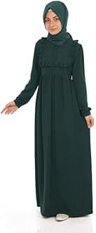 Muslim ClosetAbaya for Young Girls Age Below 14 Years | Kids Abaya with Ruffled Design over chest | Baby Girl Burqa Design (MC-KRFL001)