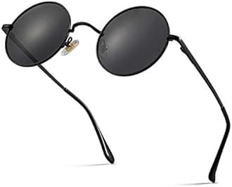 Teumire Retro Small Round Polarized Sunglasses for Men Women Circle Hippie Style Sun Glasses