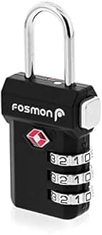 Fosmon TSA Approved Luggage Locks, (1 Pack) Open Alert Indicator 3 Digit Combination Padlock Codes with Alloy Body and Release Button for Travel Bag, Suit Case & Luggage - Black