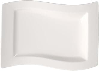 New Wave Gourmet Plate, 13 x 9.5 in, Premium Porcelain, White