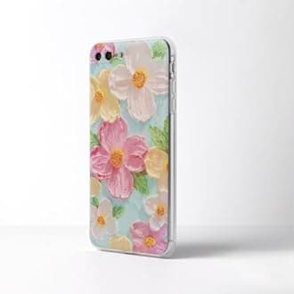 Mouzor Cute Case for iPhone 7 Plus, Colorful Retro Oil Painting Printed Flowers iPhone 8 Plus Case, Aesthetic Floral Pattern Fade Resistant Soft TPU Shockproof Protective Cover for Girls Women