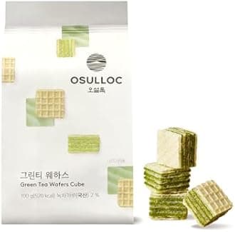 OSULLOC Green Tea Wafers Cookies (3.52oz, 100g) | Korean Matcha Flavored Snacks | Asian Snacks, Premium Tea Food