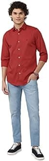 Peter England Men PCSFSSLPS14177 Regular Collar Slim Fit Long Sleeve