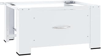 vidaXL Washing Machine Pedestal with Drawer - White, Steel, 100 kg Capacity, Rubberised Non-Slip Feet, 63 x 55 x 32.5 cm Dimensions
