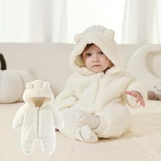 AiWMGL Newborn Baby Bear Outfit Suit Girls Boys Fleece Jumpsuit Romper Hooded Winter Snowsuit Clothes