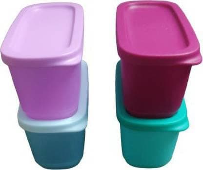 Tupperware Cubix Mini Rect Plastic Utility Container 250 ml Pack of 4 (Multicolor)