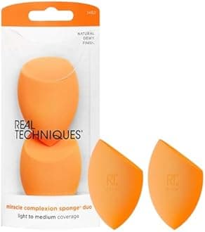 Real Technique's 2 Miracle Complexion Sponges MakeUp Set With Revolutionary Foam Technology You Can Use Damp or Dry for a Smooth Finished Look - Multicolor (Packaging may vary)