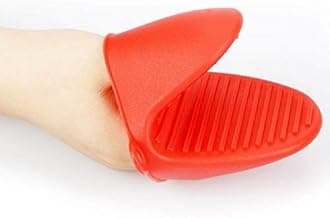 Acronde 2 Pairs Mini Oven Gloves Silicone Heat Resistant Cooking Pinch Mitts Potholder for Kitchen Cooking & Baking, Red and blue