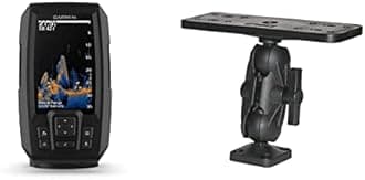 Striker Vivid 4cv, Easy-to-Use 4-inch Color Fishfinder and Sonar Transducer & Scotty 0163 Ball-Mount Fish Finder and Universal Mounting Plate, Black, Large