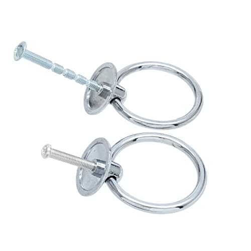 6Pcs Chrome Ring Handle Knobs Round Ring Drawer Pulls for Cabinet Drawer Dresser Cupboard Wardrobe, Single Hole