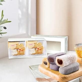 KWOLYKIM Mochi Rice Cake, Sesame Flavor Asian Pastry Traditional Snack and Food Soft & Sweet Mochi Individually Packaging Dessert 360g/12.69oz (Pack of 6)