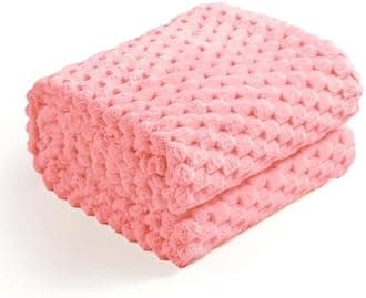 Excervent Flannel Fleece Throw Blanket (50x70 inches) Hexagon Jacquard Decorative Fuzzy Blankets for Household, Camping, and Travel, Super Soft Cozy, Suitable for All Seasons,Baby Pink