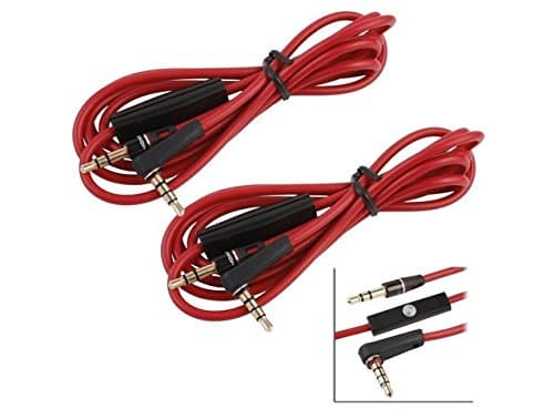 MicroNano 2 Pack 1.2M Red Replacement Audio Cable with Control Talk Mic for Monster Beats By Dr Dre Solo Studio Solohd