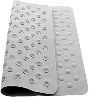 aztex Anti-Fungal Non-Slip Shower or Bath Mat with Bubbles and Suction Cups, Slip Resistant Shower Tread, Kids Bath Mat, Made From Rubber Vinyl - Shower Mat, Slate