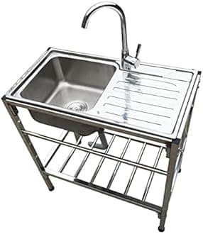 Stainless Steel Single Bowl Sink,Commercial Restaurant Kitchen Utility Sinks with Faucet,Portable Camping Big Sink Station,Outdoor Garden Laundry Room Sinkcet,Portable Sink for Washing Hands (Color