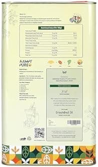 Hampi Pure Premium Cold Pressed Pure Groundnut Oil (Peanut) - 100% Natural, Unrefined, Wood Pressed, Rich in Nutrients, 5 Litre