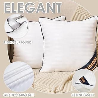 JOJOGOGO 24x24 Indoor Large Fluffy Throw Pillow Inserts Set of 2, 24 x 24 Synthetic Down Alternative Stuffing Square Pillow Inserts for Couch Bed Sofa and Living Room, Big Euro Decorative Pillows